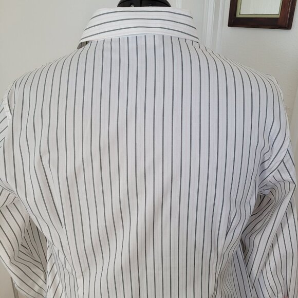 Jones New York Shirt Women's Plus 2X White Stripe Easy Care Button Collar - Picture 4 of 12
